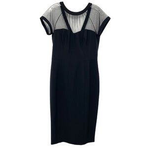 Maggy London Illusion Round Neck Cap Sleeve Sheath Dress